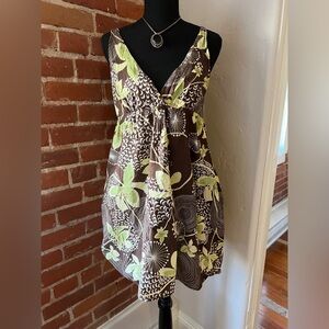 Old Navy Brown Floral Sleeveless Empire Waist Mini Dress Size M